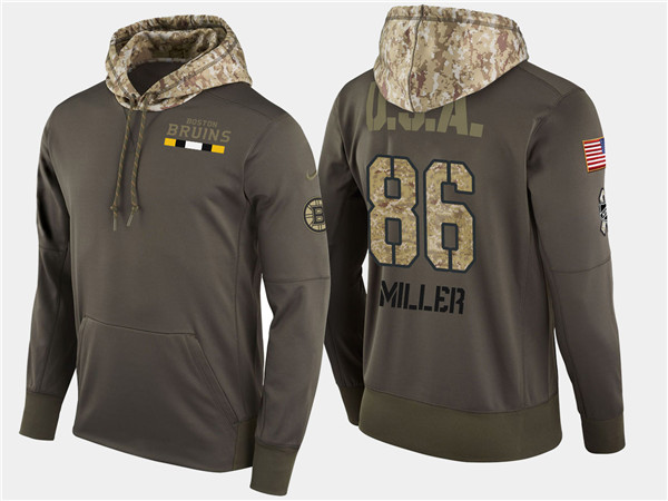  Bruins 86 Kevan Miller Olive Salute To Service Pullover Hoodie