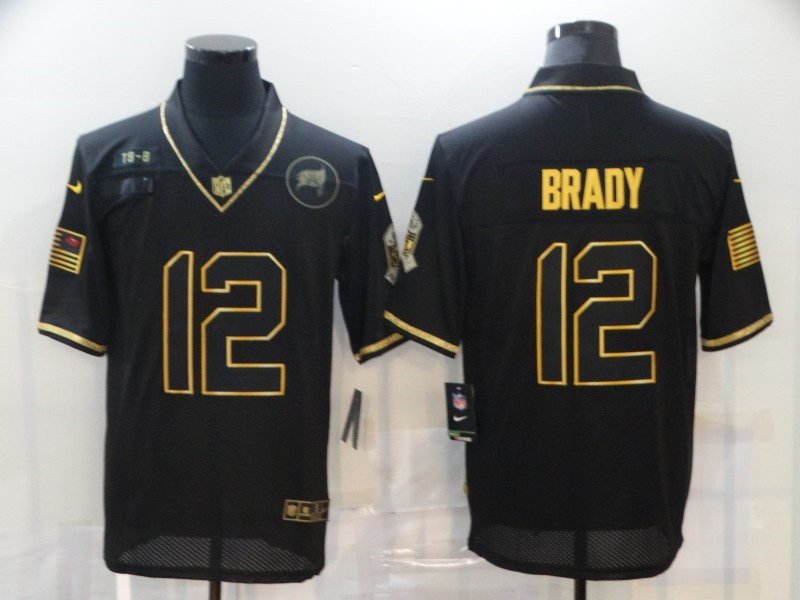 Nike Buccaneers 12 Tom Brady Black Gold 2020 Salute To Service Limited Jersey