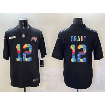 Nike Buccaneers 12 Tom Brady Black Rainbowl Vapor Limited Men Jersey