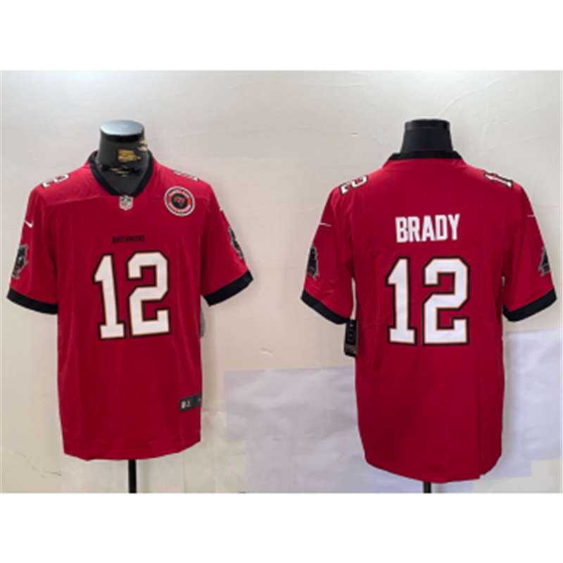 Nike Buccaneers 12 Tom Brady Red Team Logo Vapor Limited Jersey