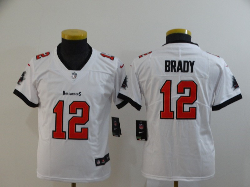 Nike Buccaneers 12 Tom Brady White Youth New 2020 Vapor Untouchable Limited Jersey