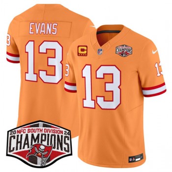 Nike Buccaneers 13 Mike Evans Orange 2024 NFC South Division Champions with C Patch F.U.S.E. Vapor Limited Men Jersey