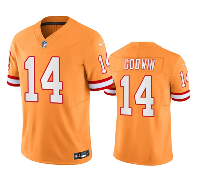 Nike Buccaneers 14 Chris Godwin Orange Throwback Vapor F.U.S.E. Limited Jersey