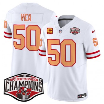 Nike Buccaneers 50 Vita Vea White 2024 NFC South Division Champions with C Patch F.U.S.E. Vapor Limited Men Jersey