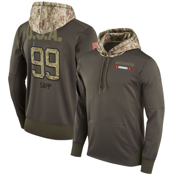  Buccaneers 99 Warren Sapp Olive Salute To Service Pullover Hoodie