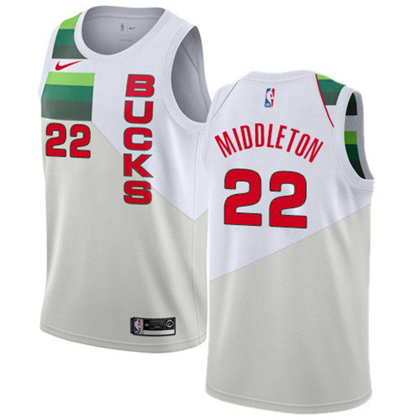 Nike Bucks #22 Khris Middleton White NBA Swingman Earned Edition Jersey