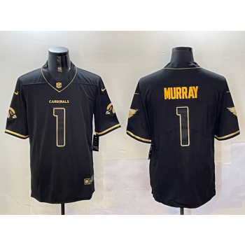 Nike Cardinals 1 Kyler Murray Black Gold Vapor Limited Men Jersey