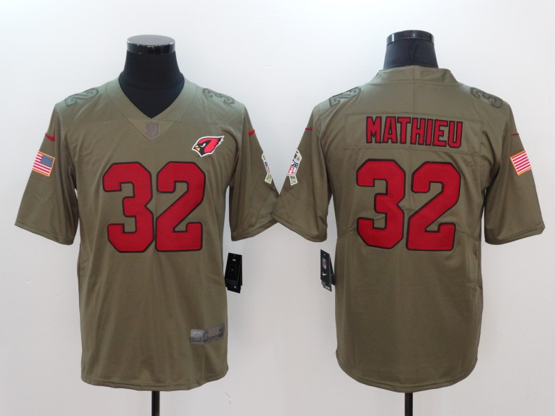  Cardinals 32 Tyrann Mathieu Olive Salute To Service Limited Jersey