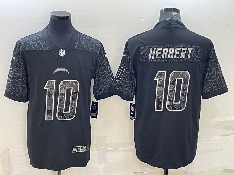 Nike Chargers 10 Justin Herbert Black RFLCTV Limited Jersey