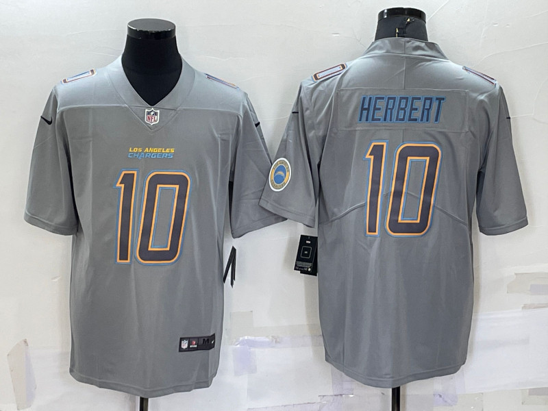 Nike Chargers 10 Justin Herbert Gray Atmosphere Fashion Vapor Limited Jersey