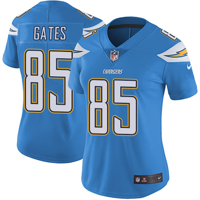  Chargers 85 Antonio Gate Light Blue Women Vapor Untouchable Limited Jersey