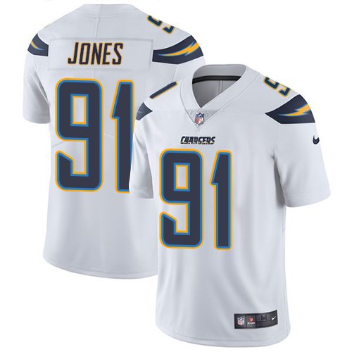  Chargers 91 Justin Jones White Vapor Untouchable Limited Jersey