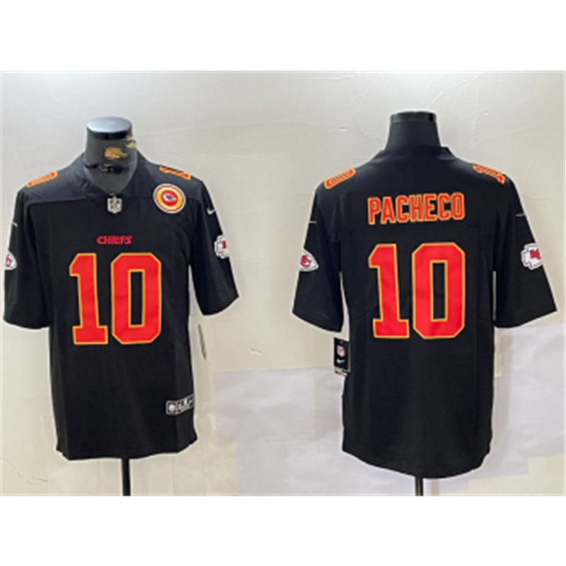 Nike Chiefs 10 Isiah Pacheco Black Gold Vapor Limited Jersey