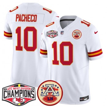 Nike Chiefs 10 Isiah Pacheco White 2024 AFC West Division Champions F.U.S.E. Vapor Limited Men Jersey