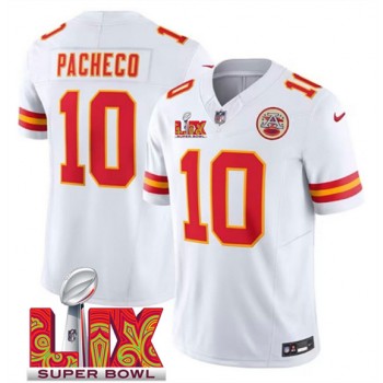 Nike Chiefs 10 Isiah Pacheco White 2025 Super Bowl LIX F.U.S.E. Vapor Limited Men Jersey