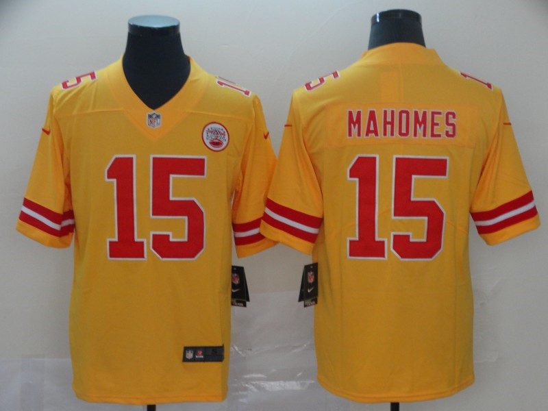 Nike Chiefs 15 Patrick Mahomes Gold Inverted Legend Limited Jersey