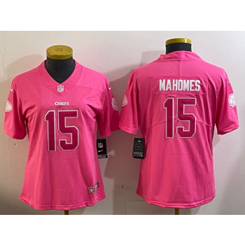 Nike Chiefs 15 Patrick Mahomes Pink Vapor Limited Women Jersey