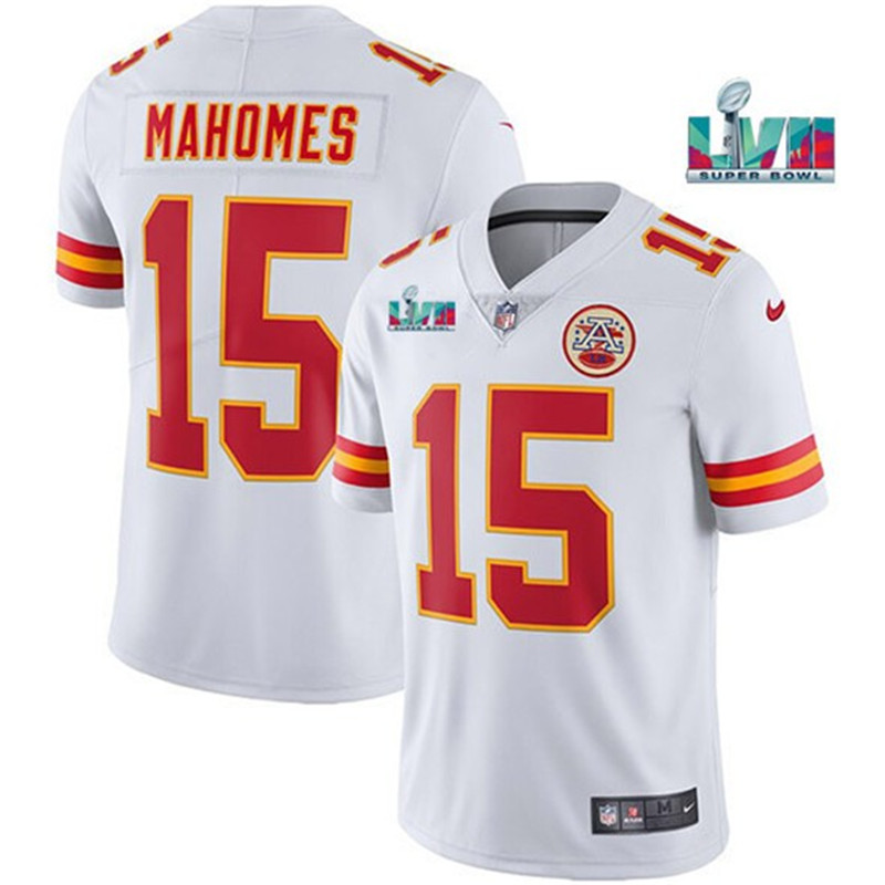 Nike Chiefs 15 Patrick Mahomes White 2023 Super Bowl LVII Vapor Limited Jersey