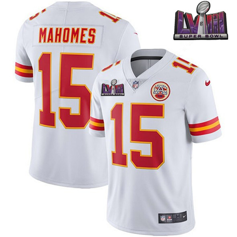 Nike Chiefs 15 Patrick Mahomes White 2024 Super Bowl LVIII Vapor Limited Jersey