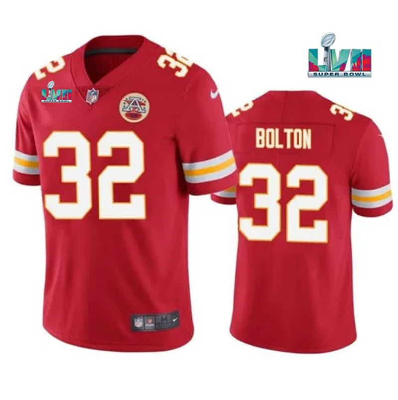 Nike Chiefs 32 Nick Bolton Red 2023 Super Bowl LVII Vapor Limited Jersey