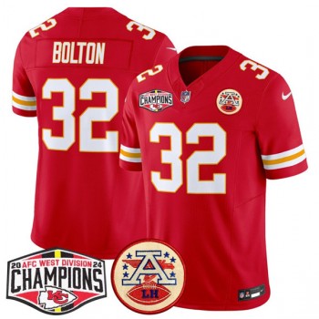 Nike Chiefs 32 Nick Bolton Red 2024 AFC West Division Champions F.U.S.E. Vapor Limited Men Jersey