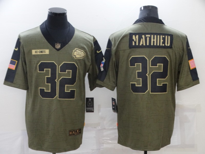 Nike Chiefs 32 Tyrann Mathieu Olive 2021 Salute To Service Limited Jersey