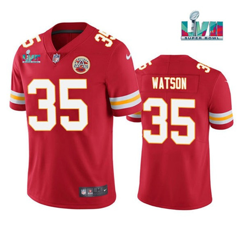 Nike Chiefs 35 Jaylen Watson Red 2023 Super Bowl LVII Vapor Limited Jersey