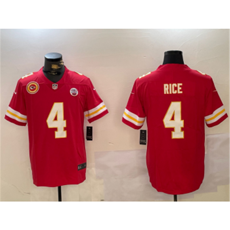 Nike Chiefs 4 Rice Red Team Logo Vapor Limited Jersey