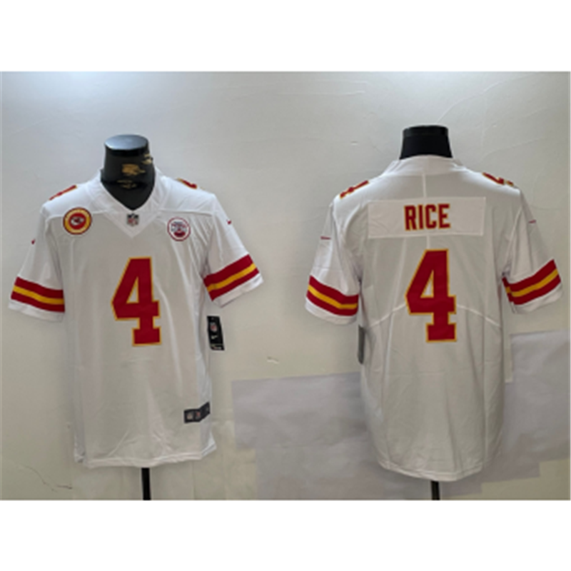 Nike Chiefs 4 Rice White Team Logo Vapor Limited Jersey