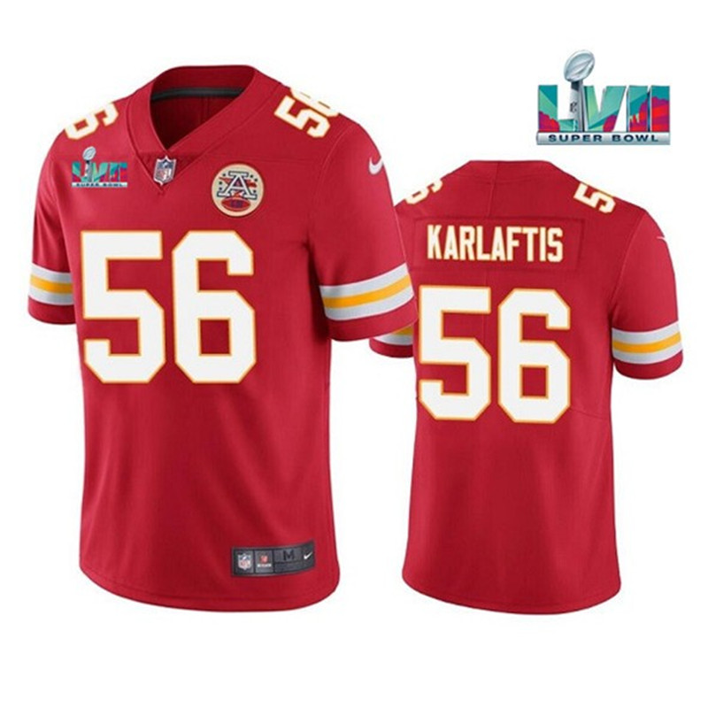 Nike Chiefs 56 George Karlaftis Red 2023 Super Bowl LVII Vapor Limited Jersey