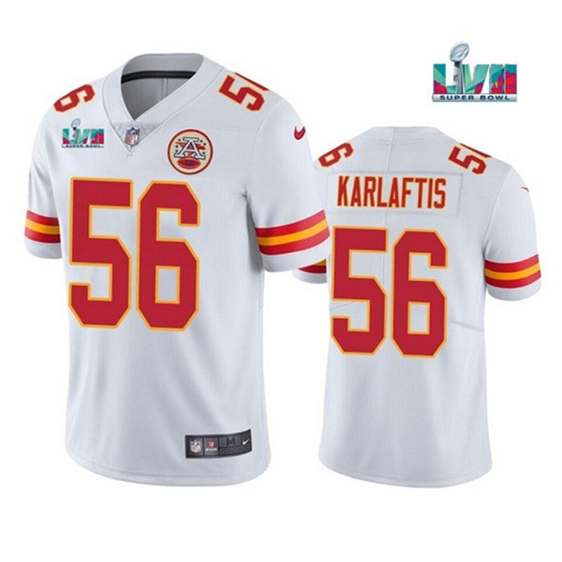 Nike Chiefs 56 George Karlaftis White 2023 Super Bowl LVII Vapor Limited Jersey