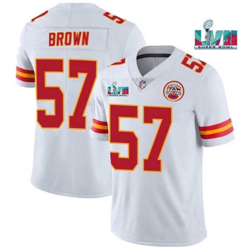 Nike Chiefs 57 Orlando Brown White 2023 Super Bowl LVII Vapor Limited Jersey