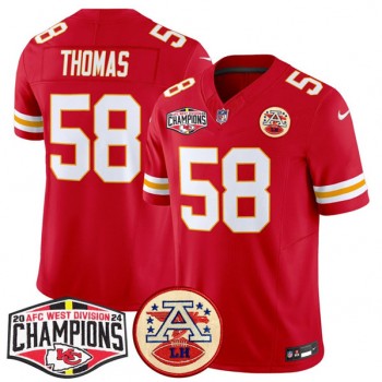 Nike Chiefs 58 Derrick Thomas Red 2024 AFC West Division Champions F.U.S.E. Vapor Limited Men Jersey