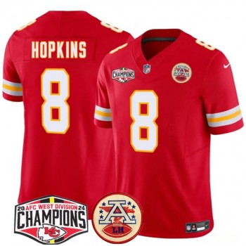 Nike Chiefs 8 DeAndre Hopkins Red 2024 AFC West Division Champions F.U.S.E. Vapor Limited Men Jersey