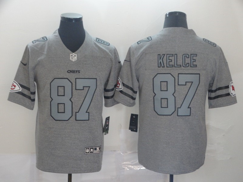 Nike Chiefs 87 Travis Kelce 2019 Gray Gridiron Gray Vapor Untouchable Limited Jersey