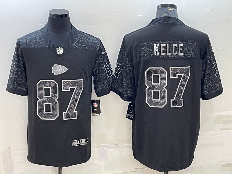 Nike Chiefs 87 Travis Kelce Black RFLCTV Limited Jersey