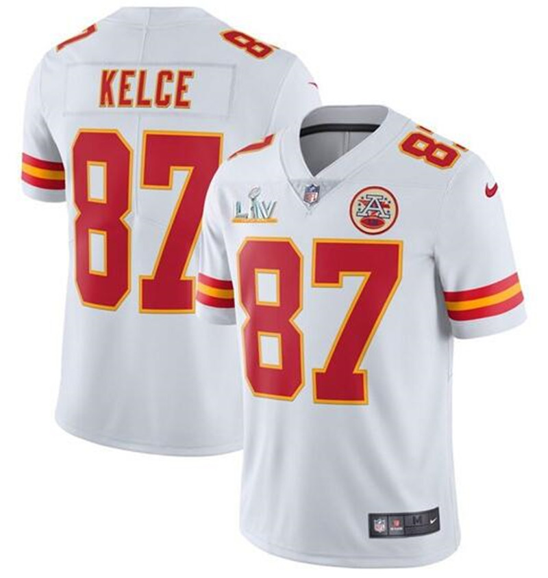 Nike Chiefs 87 Travis Kelce White 2021 Super Bowl LV Vapor Untouchable Limited Jersey