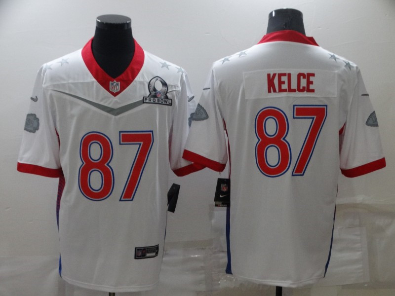 Nike Chiefs 87 Travis Kelce White 2022 NFC Pro Bowl Limited Jersey