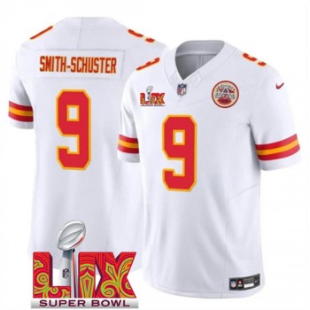 Nike Chiefs 9 JuJu Smith Schuster White 2025 Super Bowl LIX F.U.S.E. Vapor Limited Men Jersey
