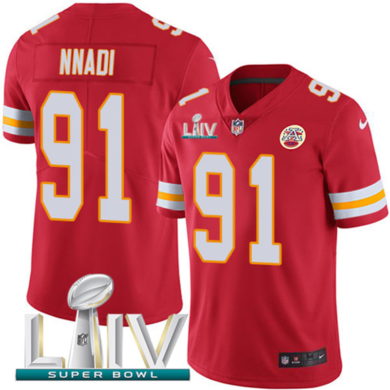 Nike Chiefs 91 Derrick Nnadi Red 2020 Super Bowl LIV Vapor Untouchable Limited Jersey