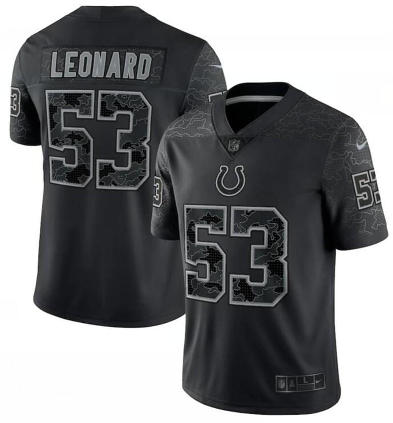 Nike Colts 53 Shaquille Leonard Black RFLCTV Limited Jersey
