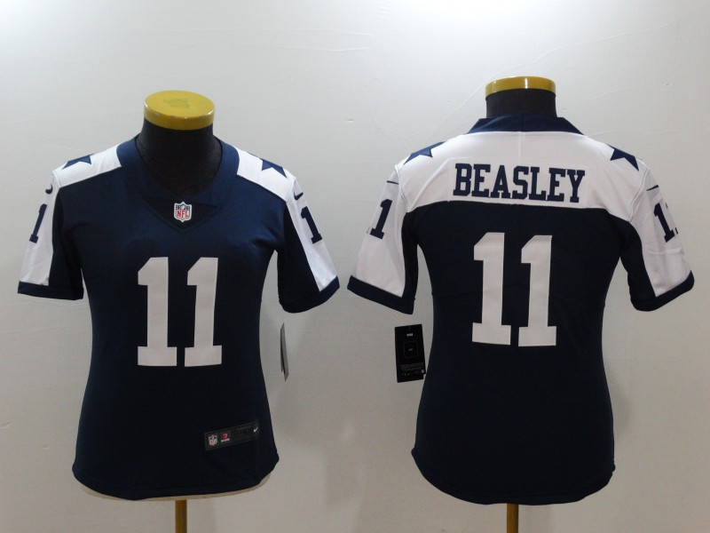  Cowboys 11 Cole Beasley Navy Throwback Women Vapor Untouchable Player Limited Jersey
