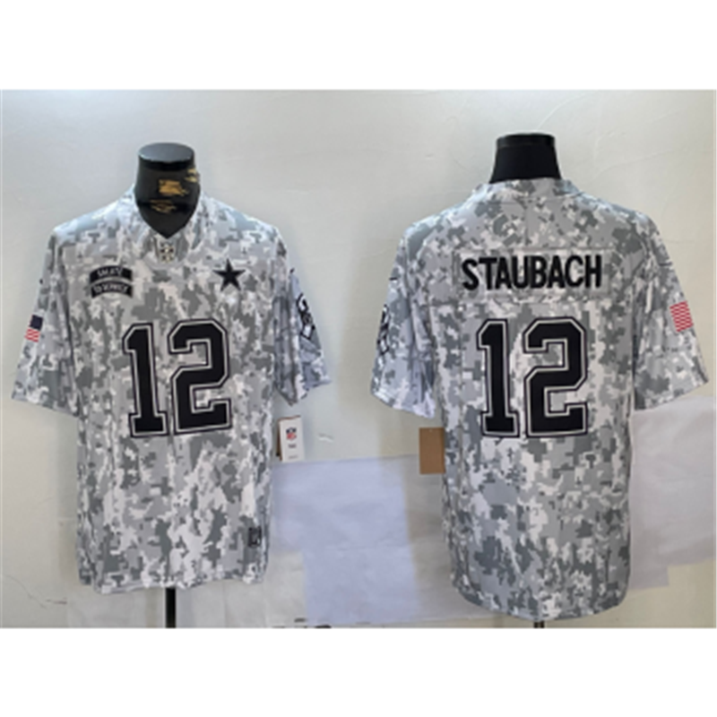 Nike Cowboys 12 Roger Staubach Arctic Camo 2024 F.U.S.E. Salute to Service Limited Jersey