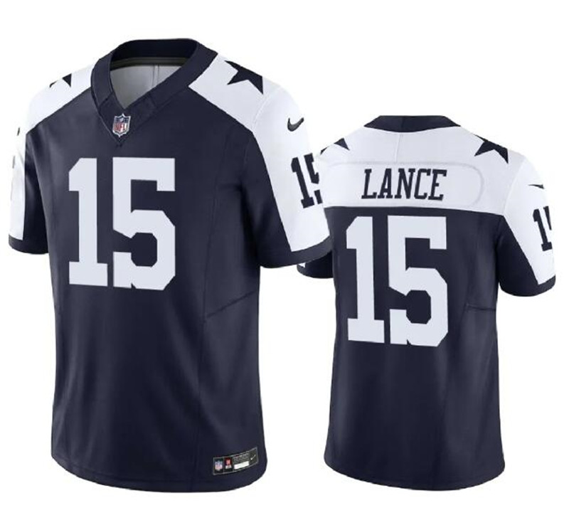 Nike Cowboys 15 Trey Lance Navy Thanksgiving Vapor Limited Jersey