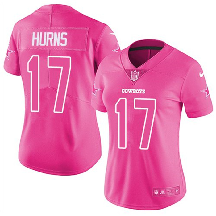  Cowboys 17 Allen Hurns Pink Fashion Women Rush Limited Jersey