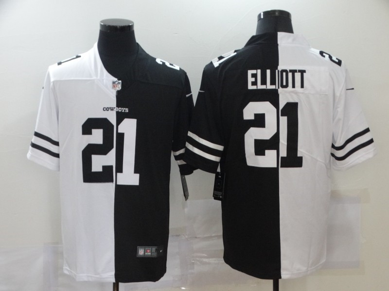 Nike Cowboys 21 Ezekiel Elliott Black And White Split Vapor Untouchable Limited Jersey