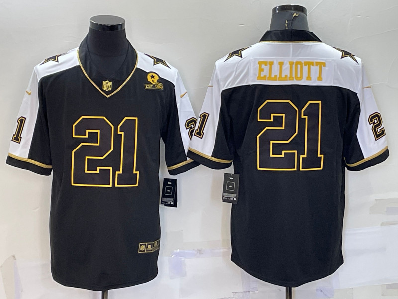 Nike Cowboys 21 Ezekiel Elliott Black Gold Thanksgiving Limited Jersey