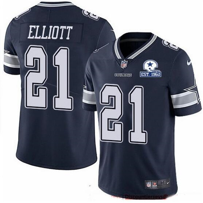 Nike Cowboys 21 Ezekiel Elliott Navy With Est 1960 Patch Vapor Untouchable Limited Jersey