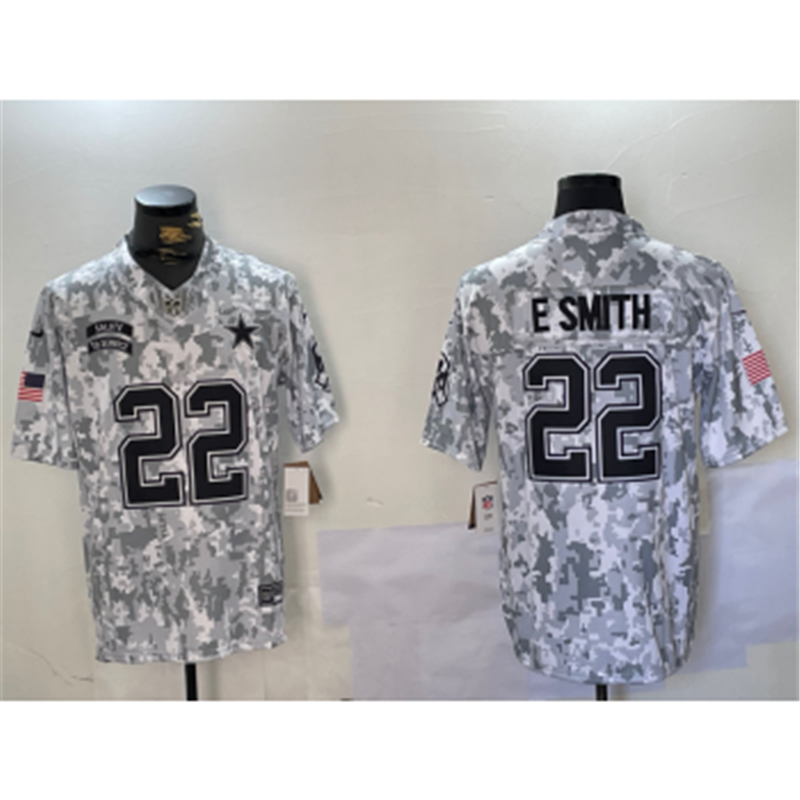 Nike Cowboys 22 E.Smith Arctic Camo 2024 F.U.S.E. Salute to Service Limited Jersey