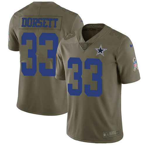  Cowboys 33 Tony Dorsett Olive Salute To Service Limited Jersey